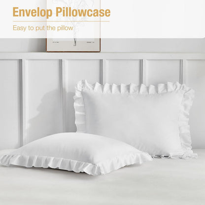 Weißer Rüschen-Bettbezug 200x200 cm - Bettwäsche-Set für Doppelbett