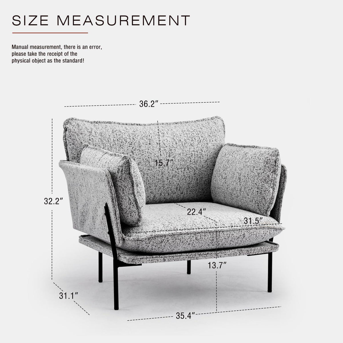Bouclé Loungesessel mit Metallbeinen – Bequemer Akzentstuhl