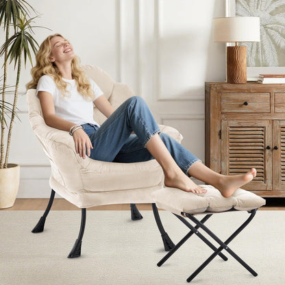 Lazy Chair mit Ottomane – Bequemer Ohrensessel mit Fußhocker