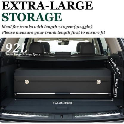 Kofferraum Organizer Leder mit Deckel – Schwarz, 103x29x31cm
