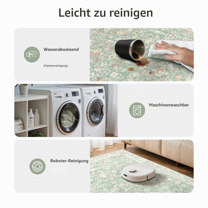 Teppich Wohnzimmer 200x290 cm, Salbeigrün, Kurzflor & Rutschfest