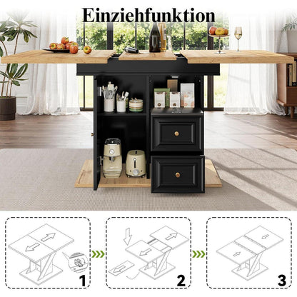 Ausziehbarer Esstisch Holz 110-140cm mit Stauraum