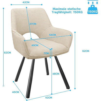 Drehbarer Esszimmerstuhl Set (4x) – Beige, Modern & Komfortabel