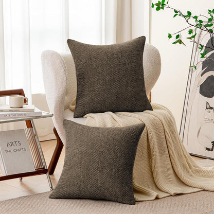 Chenille Kissenbezug 40x40 Dunkelbraun 2er Set