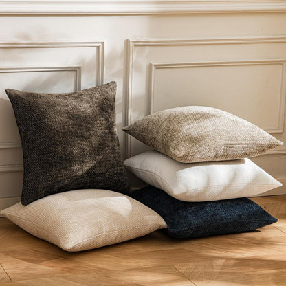 Chenille Kissenbezug 40x40 Dunkelbraun 2er Set