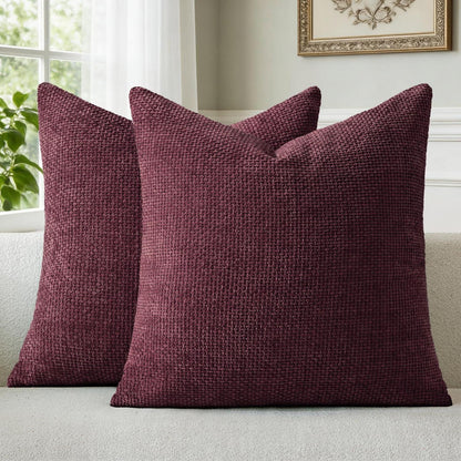 2x Kissenbezug 40x40 Weinrot Chenille – Weich & Dekorativ