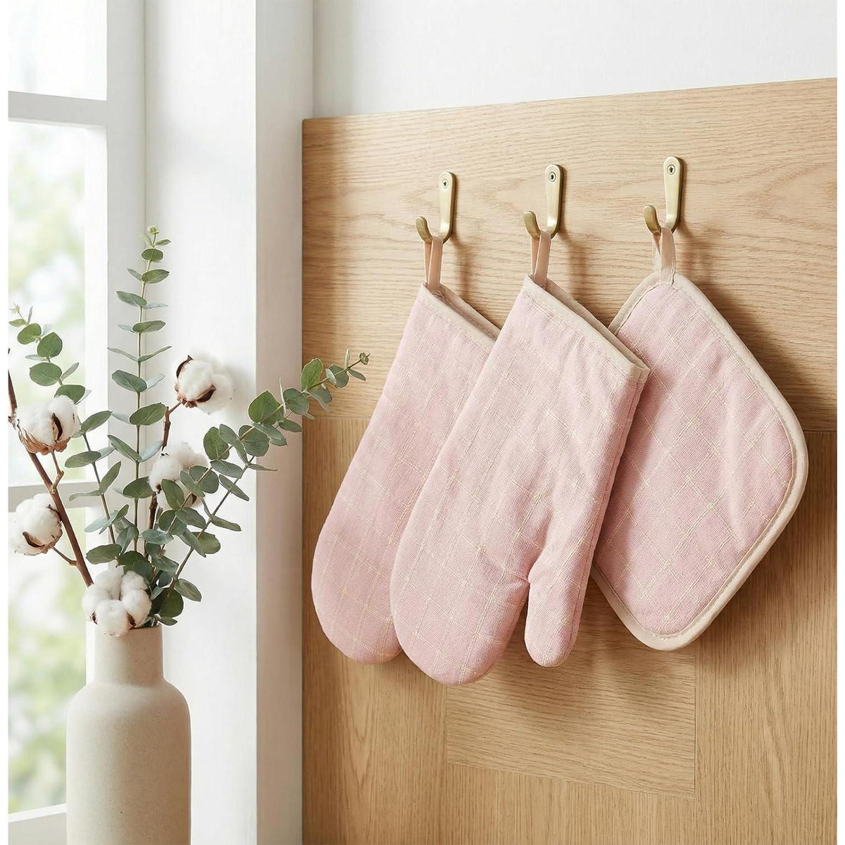 Ofenhandschuhe & Topflappen Set Rosa – 6-teilig