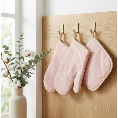 Ofenhandschuhe & Topflappen Set Rosa – 6-teilig