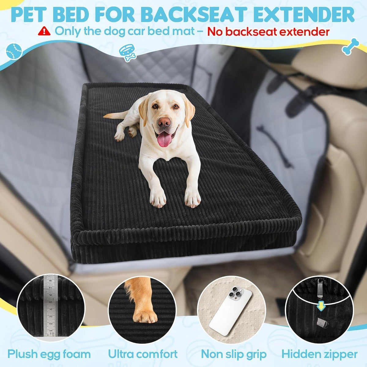 Auto Hundebett Mittel – Rutschfest & Waschbar