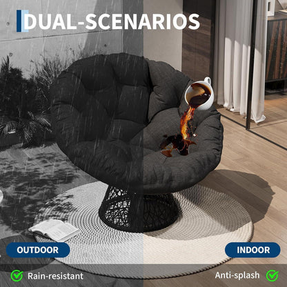 Ergonomischer Papasan Sessel Grau mit Kissen & 360° Drehung
