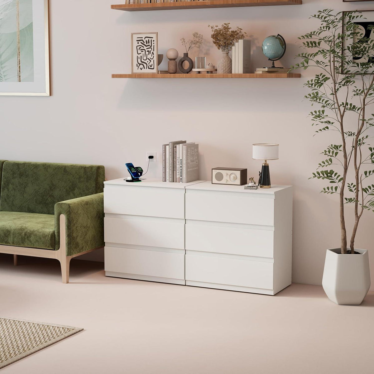 2er-Set Kommoden weiß 70cm – Schlafzimmer & Büro
