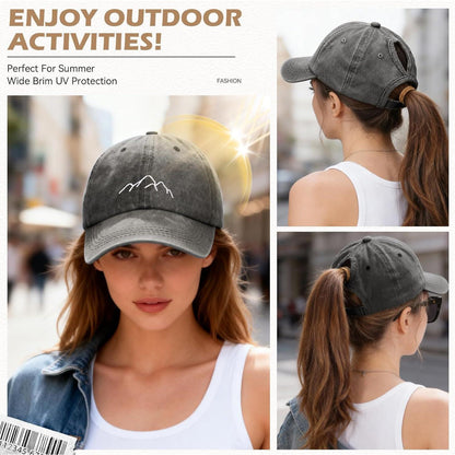Damen Baseball Cap mit Zopf Loch & Stickerei