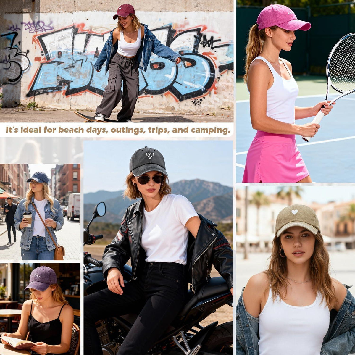Damen Baseball Cap mit Zopf Loch & Stickerei