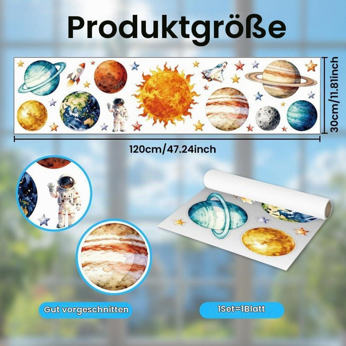 Fensterbilder Planeten & Astronauten – Dekorativ & Wiederverwendbar
