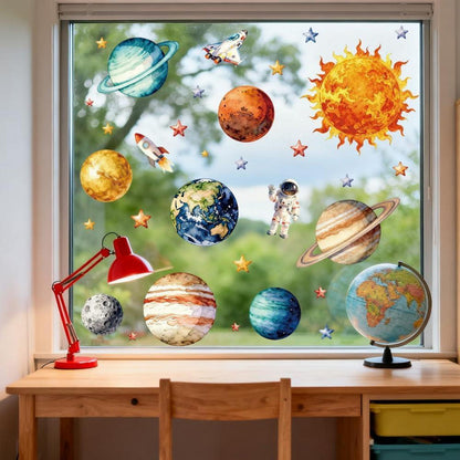 Fensterbilder Planeten & Astronauten – Dekorativ & Wiederverwendbar