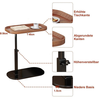 Höhenverstellbarer C-förmiger Beistelltisch – 30x45cm, Drehbar, Walnuss
