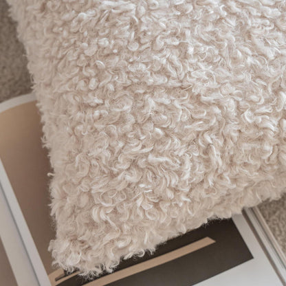 2x Kuschelige Teddy Wolle Kissenbezüge 30x50 cm Beige