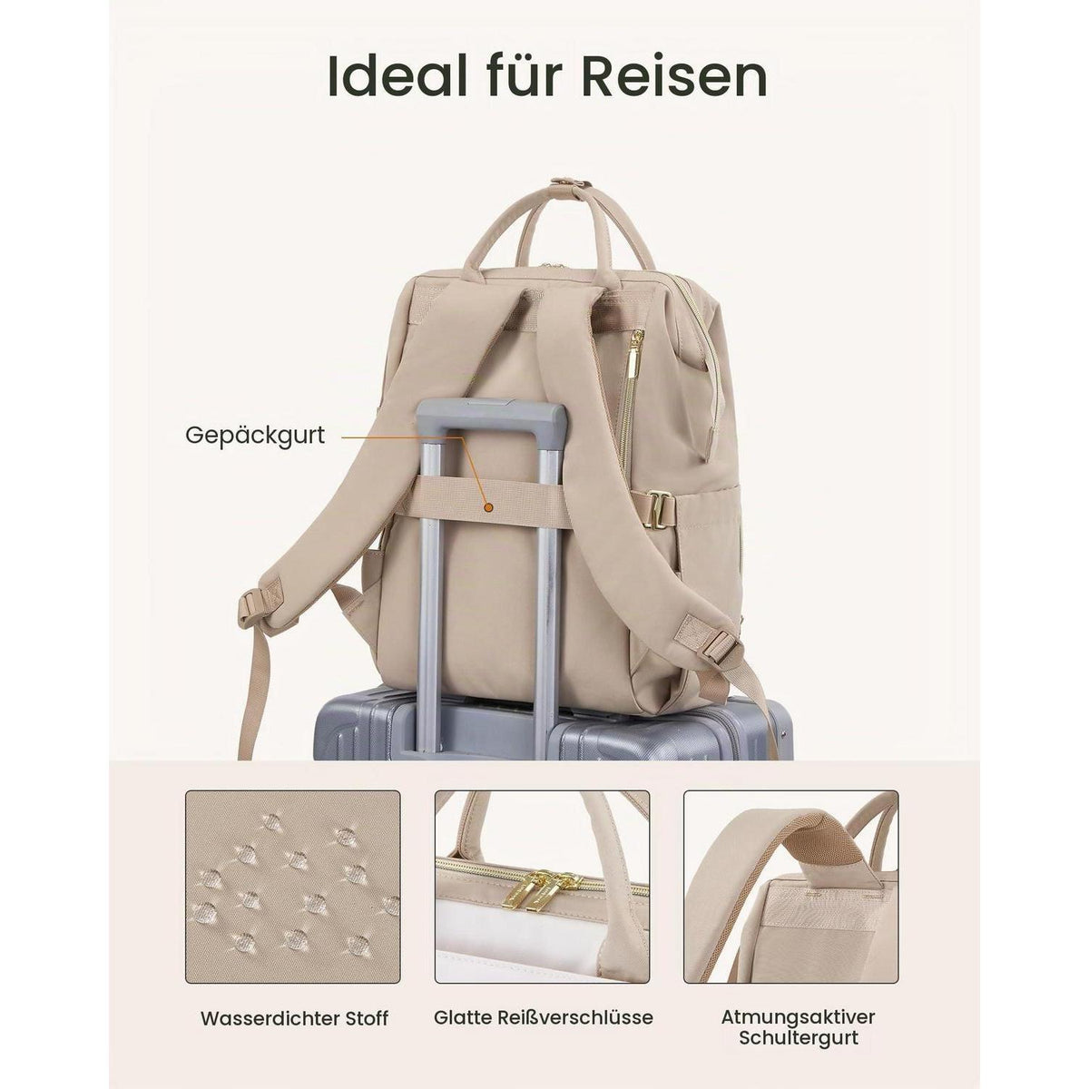 Laptop Rucksack Damen 15,6 Zoll – Wasserdichter Schulrucksack Lila