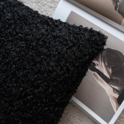 Weiche Teddy Wolle Kissenbezüge 30x50cm Schwarz 2er Set
