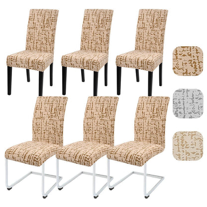 Stretch Stuhlhussen 6er Set – Camel | Jacquard, Waschbar