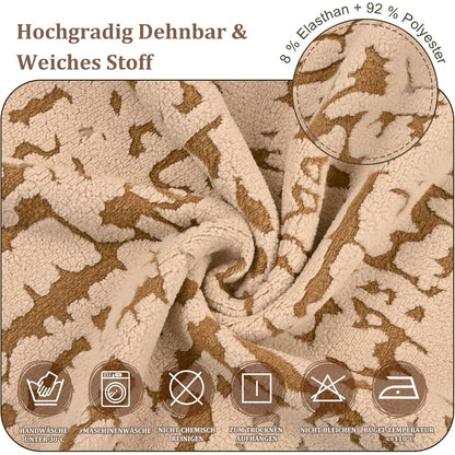 Stretch Stuhlhussen 6er Set – Camel | Jacquard, Waschbar