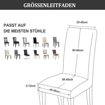Stretch Stuhlhussen Set 6er - Hellgrau, Kurzflor Jacquard