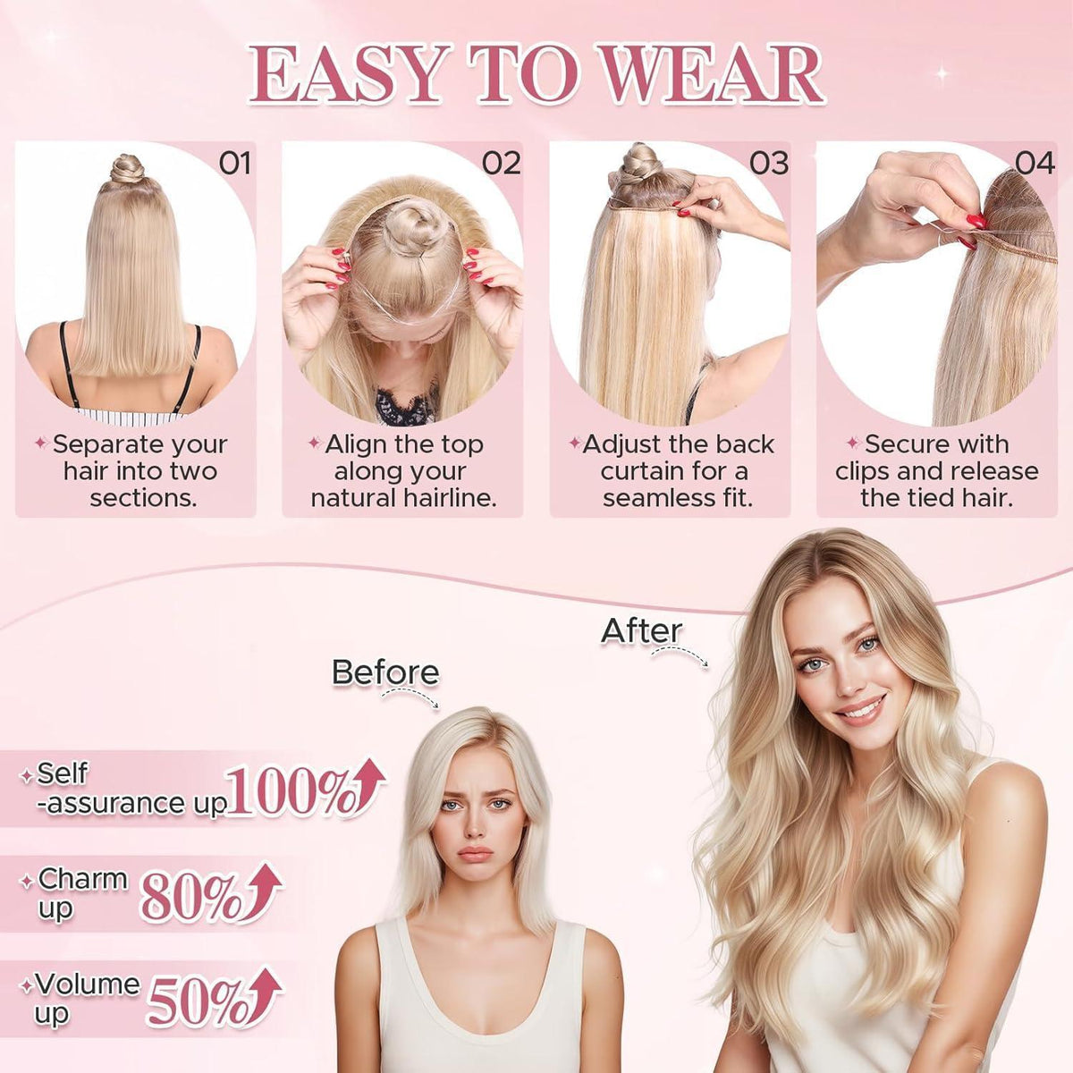Remy Echthaar Extension – Unsichtbare Tresse, 40cm, #12p613