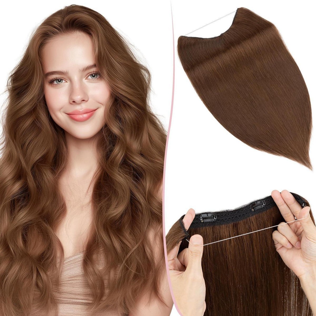 Remy Echthaar Extension – Mittelbraun, 45cm, Verstellbar
