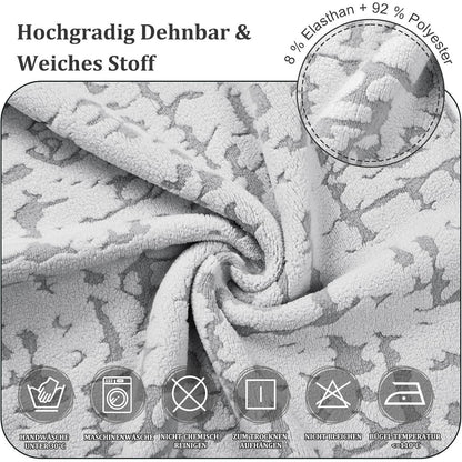 Stretch Stuhlhussen Set 4er - Hellgrau, Kurzflor Jacquard