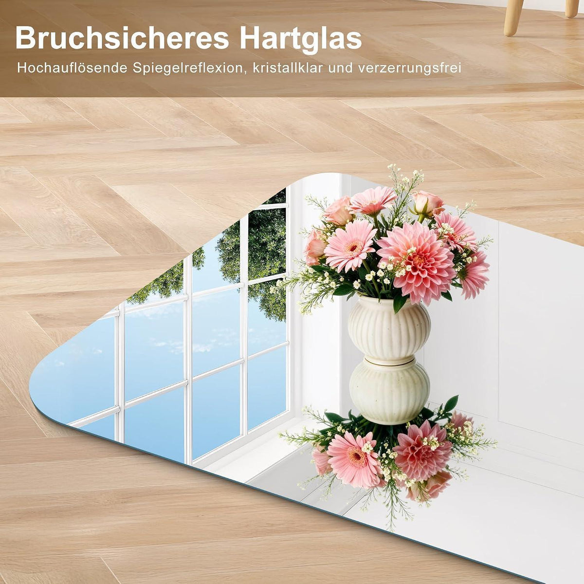 Rechteckiger rahmenloser Badezimmerspiegel 60x80 cm mit HD Reflexion