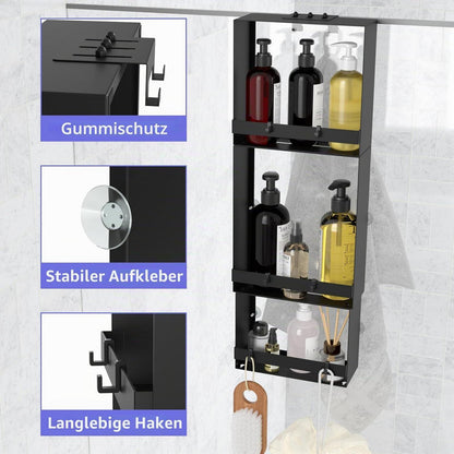 Hängende Duschablage ohne Bohren, 3-stufig, Schwarz