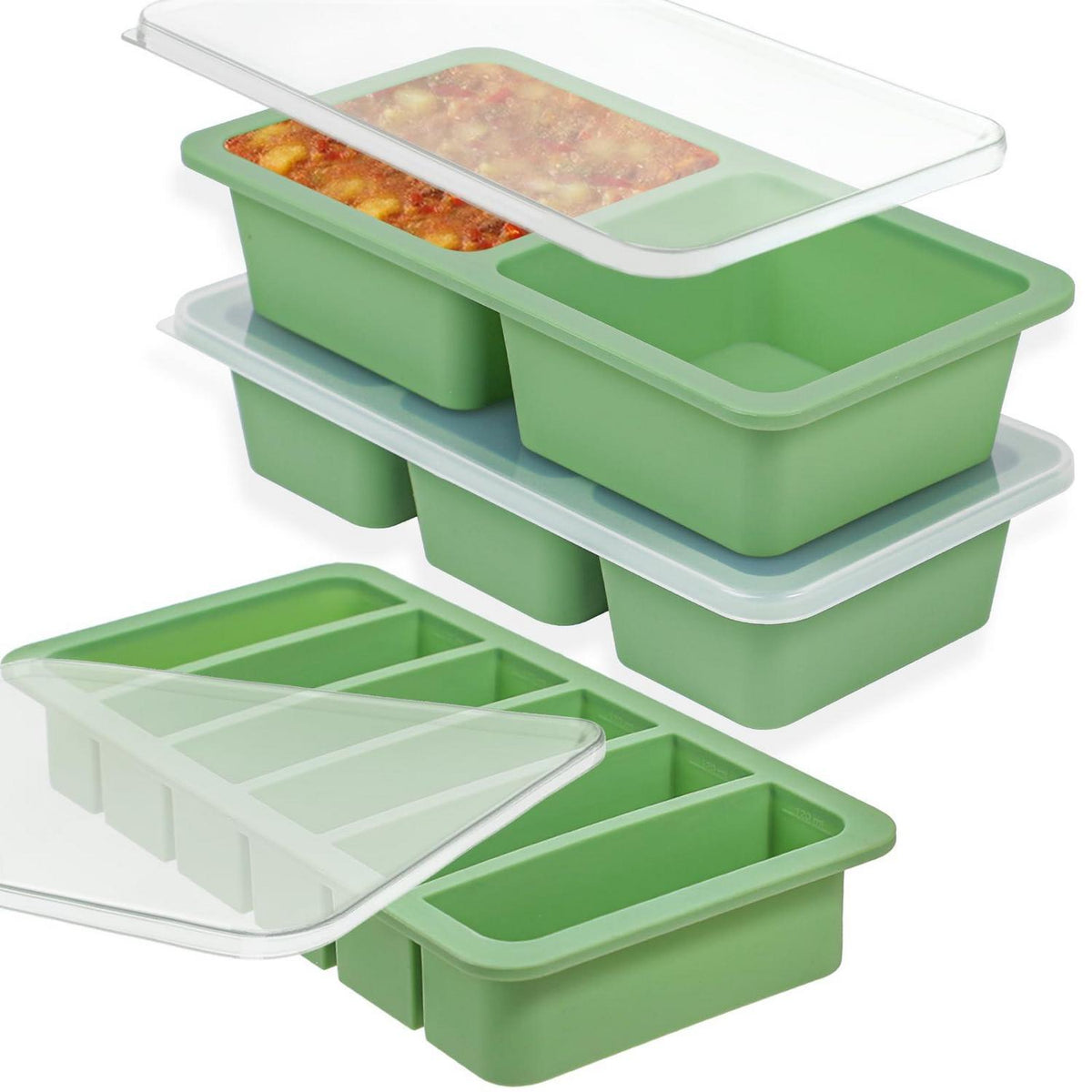 Silikon Gefrierformen Set mit Deckel & Stahlrahmen (125/250/400ml)