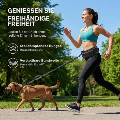 Freihand Hundeleine mit Taillenbeutel & Kotbeutelspender