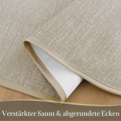 Runde Wachstuch Tischdecke 120 cm – Grün Leinenoptik, wetterfest