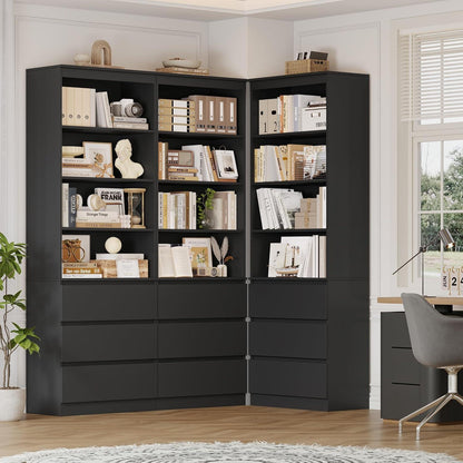 Bücherregal Hochschrank mit Schubladen & verstellbaren Ablagen