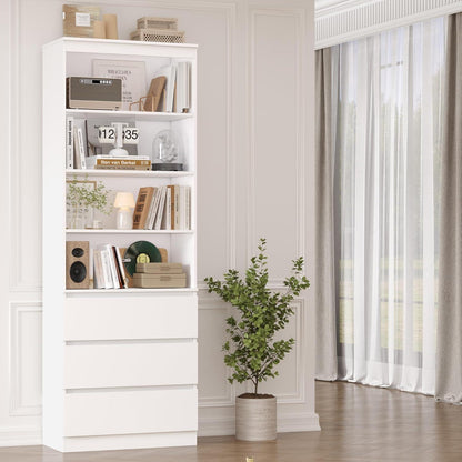 Bücherregal Hochschrank mit Schubladen & verstellbaren Ablagen