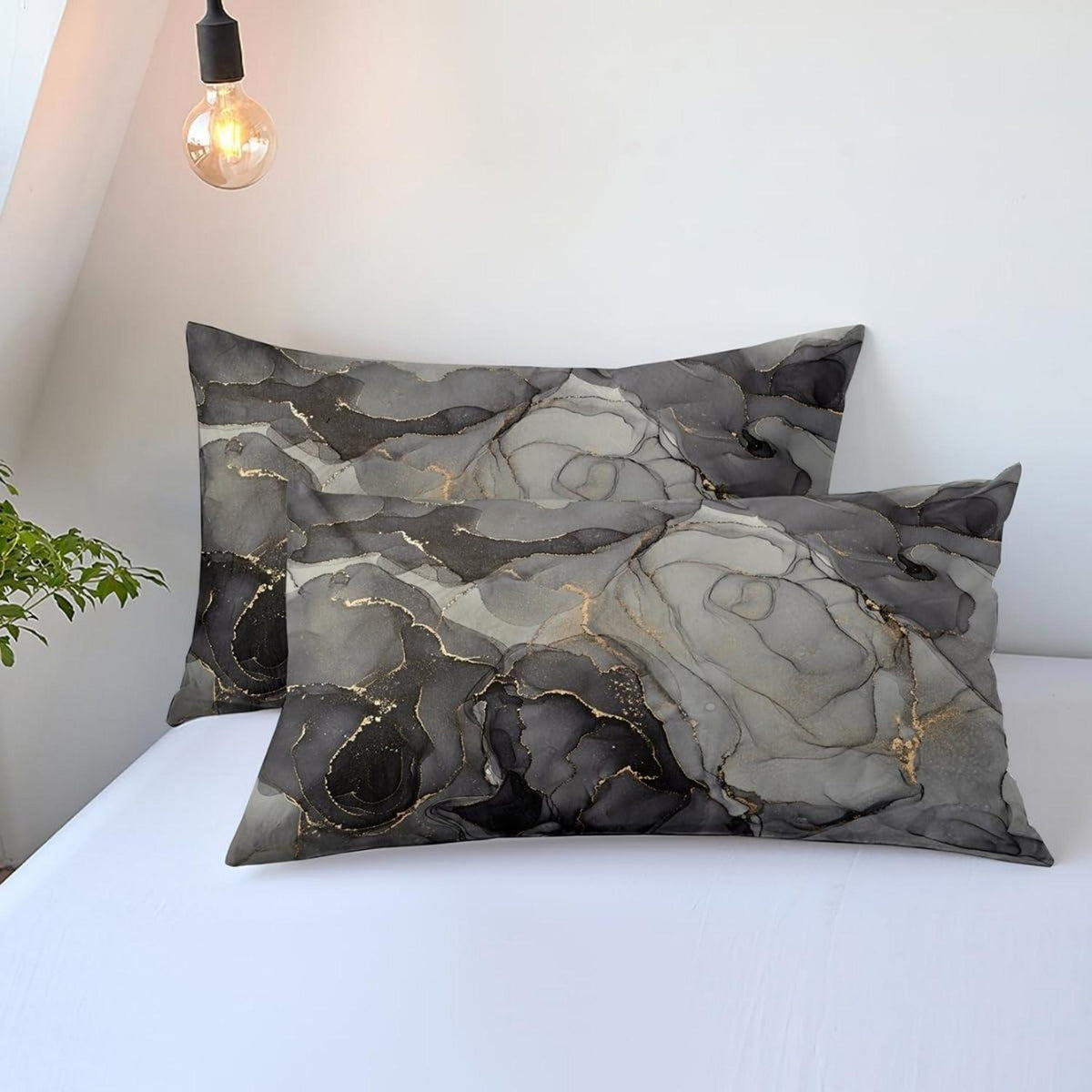 Marmor Bettwäsche Set 135x200 cm, 4-teilig, Schwarz