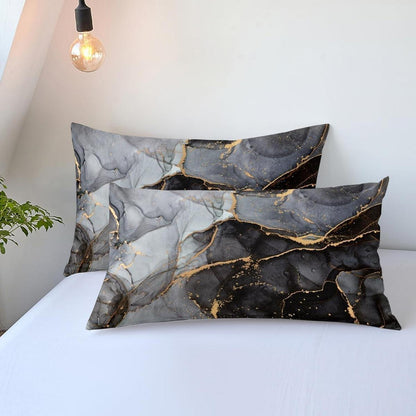 Marmor Bettwäsche Set 135x200 cm, 4-teilig, Schwarz
