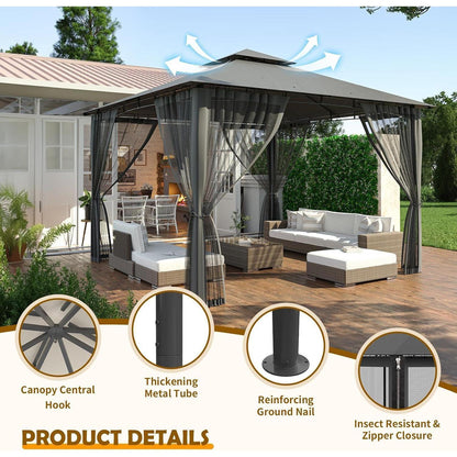 Gartenpavillon 3.4x3.4m – Wasserdicht, Stabil & Mit Moskitonetz