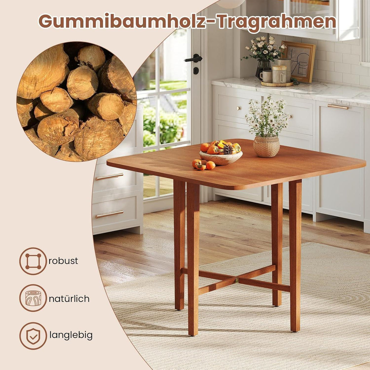 Klappbarer Esstisch Holz für 2-4 Personen – Küchentisch & Schreibtisch