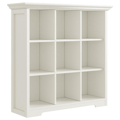 OSCHF 9-Fächers Bücherregal mit Sockel – Weißes Holzregal für Wohnen & Büro