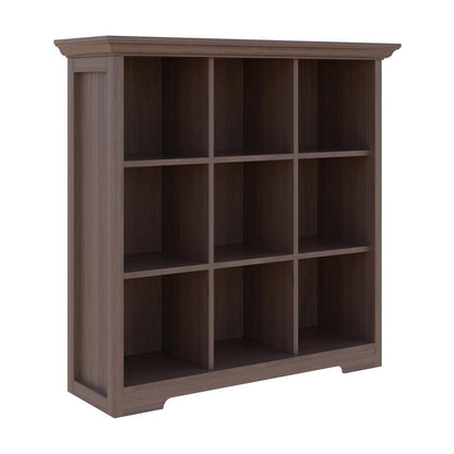 OSCHF 9-Fächers Bücherregal mit Sockel – Modernes Holzregal Walnuss