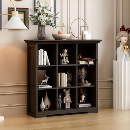 OSCHF Bücherregal 9 Fächer - Modernes Holzregal Schwarz