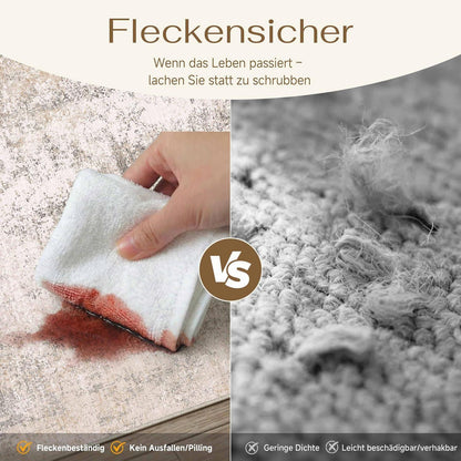 Abstrakt Wohnzimmer Teppich Creme 160x230cm Waschbar Rechteckig