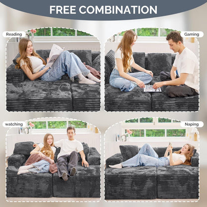 Modulare U-förmige Couch – 3-Sitzer, Grau, Boneless Design