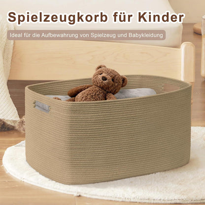 72L Baumwollseil Korb – Boho Wäschekorb für Wohn & Kinderzimmer