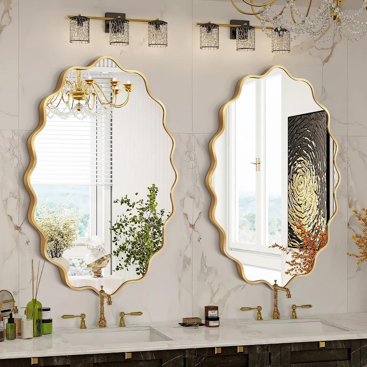 Wavy Ovaler Wandspiegel mit Aluminiumrahmen – 90x60 cm