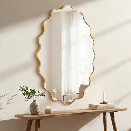 Wavy Ovaler Wandspiegel mit Aluminiumrahmen – 90x60 cm