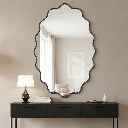 Wavy Ovaler Wandspiegel mit Aluminiumrahmen – 90x60 cm