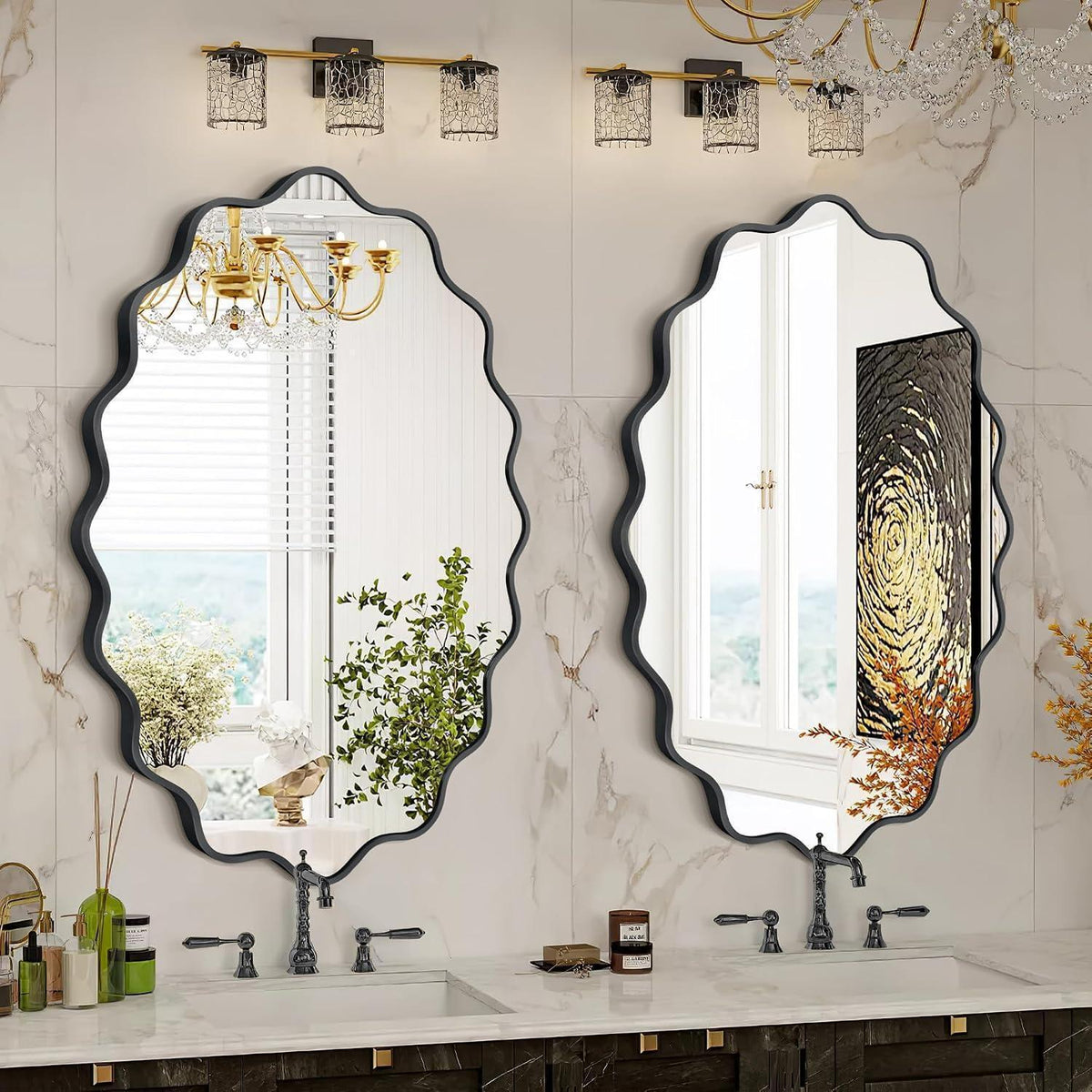 Wavy Ovaler Wandspiegel mit Aluminiumrahmen – 90x60 cm